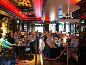 The voyagers enjoying dinner at Harry's Bar, Grey Street, Newcastle upon Tyne.