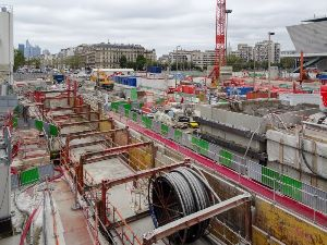 The construction of access adjacent to the Porte Maillot Station Box.