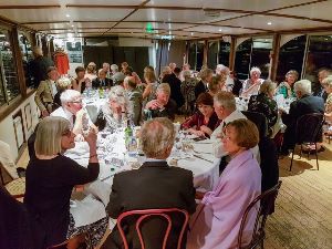 Dinner aboard the motor cruiser 'Marcel Carné'.
