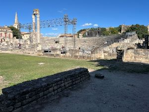 The Roman Théâtre Antique d'Arles built in the 1st Century CE for Caesar Augustus and holding 8,000 to 10,000 spectators.