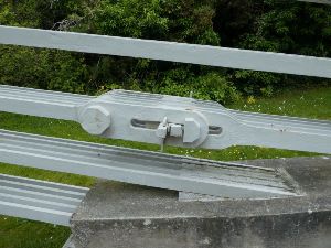 Chain tensioning folding wedges. Telford's Suspension Bridge.