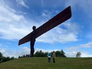 The Angel of the North, a contemporary sculpture by Antony Gormley. Completed in 1998, the sculpture stands 20m tall with a wingspan of 54m.