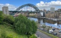 The Tyne Bridge opened in 1928. Designed by Mott, Hay and Anderson and constructed by Dorman Long and Company. Total length 389m with longest span 161.8m and 26m clearance. 7,010 tons structural steel and piers constructed of Cornish granite.